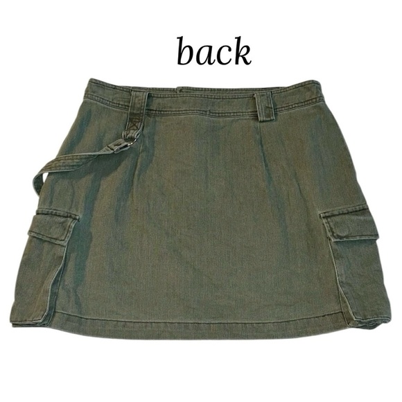 FOREVER 21 Olive Green Cargo Mini Skirt Strap Army Textured F21Junior Women L - Picture 5 of 10